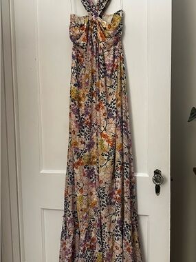 Vici Floral Halter Maxi Dress in Cream, Purple, Orange, Yellow, Navy. NWT